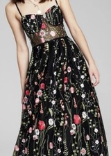 Macy's Embroidered Illusion Corset Gown long prom dress sleeveless black/colors