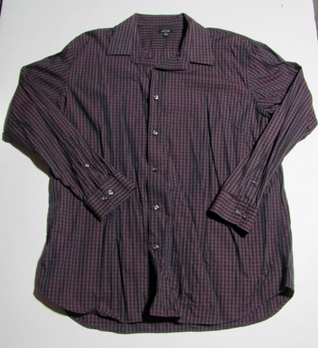 Apt. 9 Men's Dress Shirt; Long Sleeve; Black/Purple Check 2XL; 18.5" Neck; 34" S