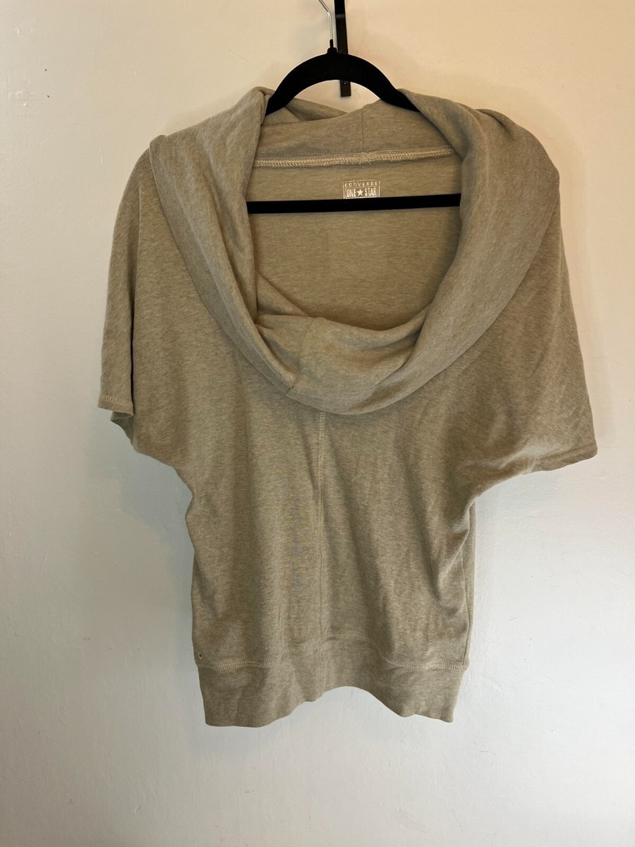 Converse One Star Women's Sz M Styled Shirt Tan Stitched Accents