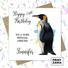 Personalised Penguin Birds Birthday Card Mum Dad Son Daughter Nephew Niece BDI