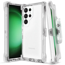 For Samsung Galaxy S23 S22 S21 S20 Ultra Shockproof Defender Clear Case Screen