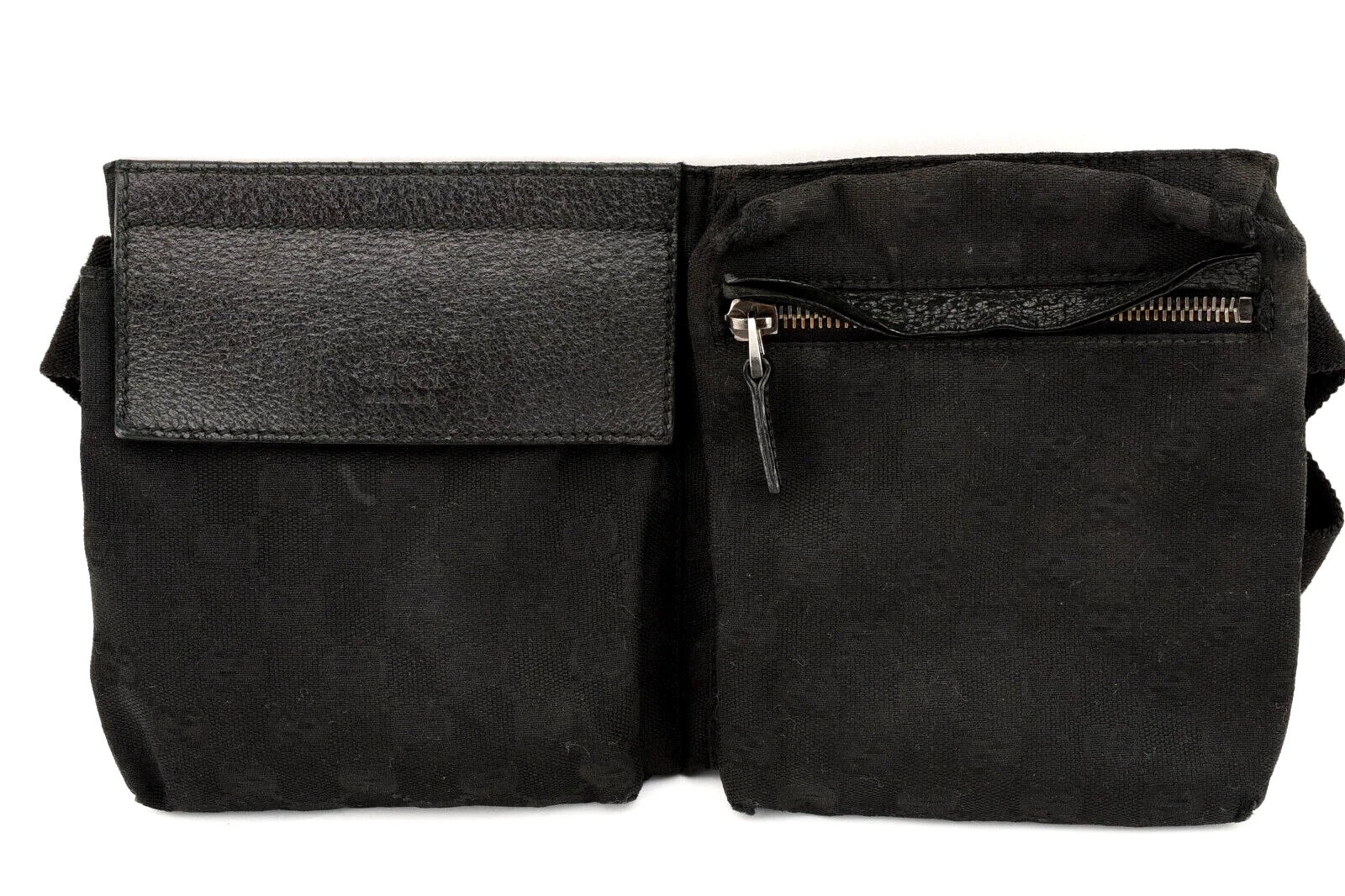 GUCCI [Rank AB] GG sac en toile taille corps ceinture fesses cuir noir 28566 authentique