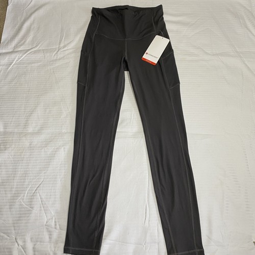 Leggings Depot Women's High Waisted Side Pockets Leggings, Charcoal Size Medium