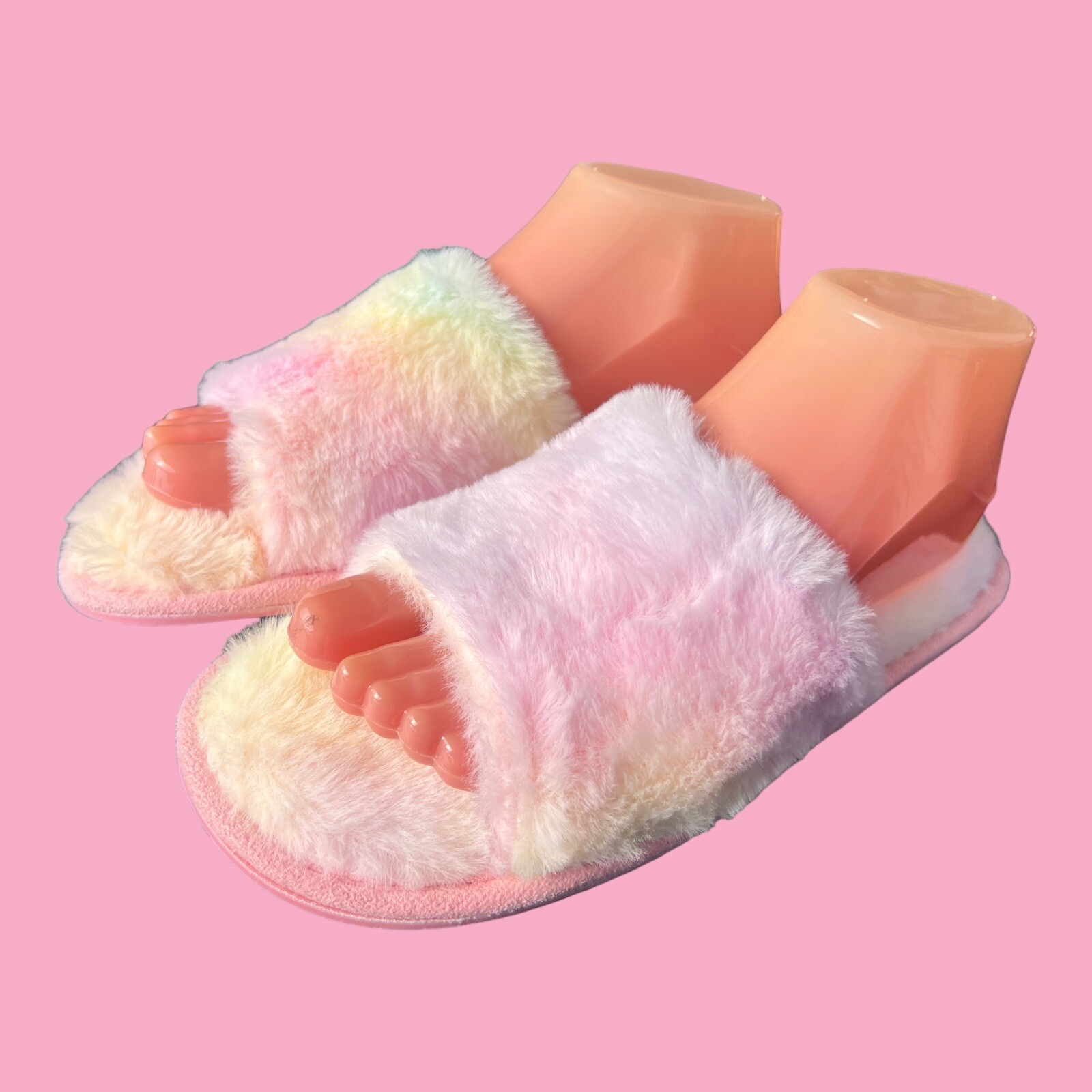 SAOLA Pantofole arcobaleno nuove senza etichette EpicStep taglia 10 punta aperta suola in plastica dura