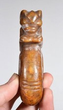 10CM Hongshan Cultue Old Jade Sun God Helios Sun-God Beast Amulet Pendant