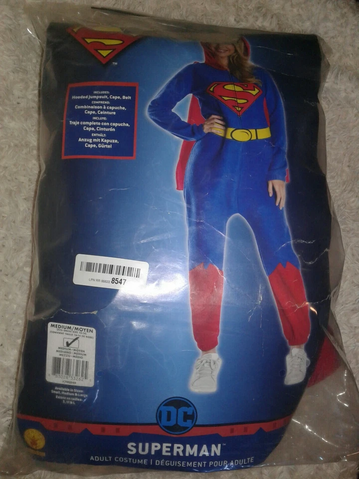 Superman DC Ropa Cómoda Mono Elegante Disfraz Halloween Adulto Talla M 10-14 Foto 2 de 4