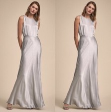 BHLDN Ghost London Alexia - Fog Satin Dress! NWT! Sz L! MSRP: $250!