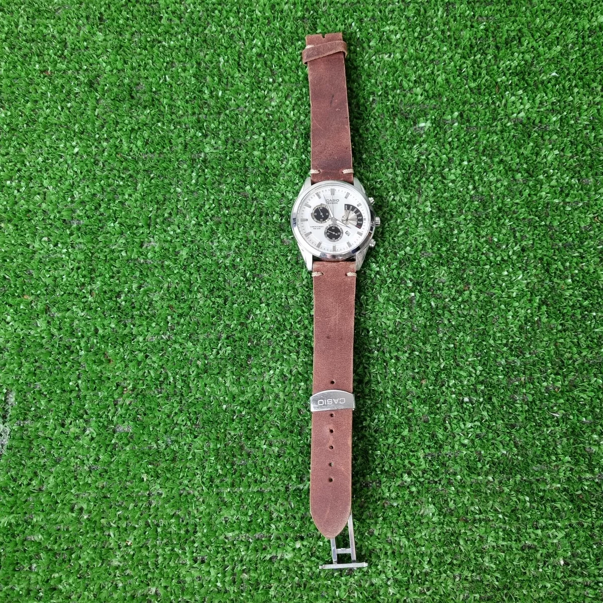CASIO BESIDE BEM 501 WATCH W LEATHER STRAP