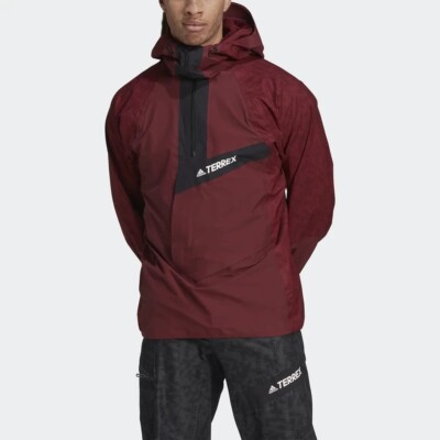 Adidas Terrex Techrock Primeknit Rain RDY Anorak Jacket Red Men's