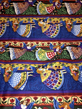 Jim Shore Angels Country Heart Seasons Stripes Red Rooster Fabric 2003 BTFQ