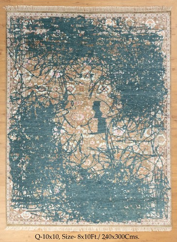 8x10ft Abstract Modern Rare Painting HandKnotted Transitional Turkish Cozy Rug - 第 1/11 張圖片