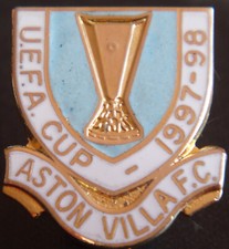 ASTON VILLA FC 1997-98 UEFA CUP badge Maker REEVES B'ham Brooch pin 22mm x 26mm