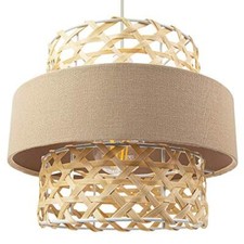 Contemporary and Unique Thin Rattan Strap Pendant Light Shade 