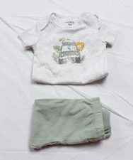 Carter's Unisex Baby's 2-Piece Safari Button Closure Bodysuit ZS6 Gray 9M