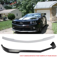 Fits 10-13 Chevrolet Camaro V6 SS Style Front Bumper Lip + Rear Trunk Spoiler PU