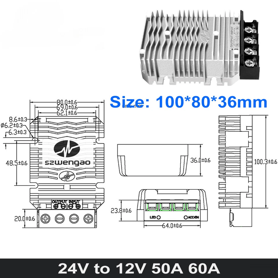 DC 24V to 12V 3A/5A/10A/20A/30A/60A Step Down Power DC Converter Buck Regulator - Image 2 of 4
