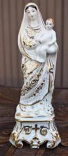 Antique french vieux paris porcelain madonna jesus figurine statue 19thc