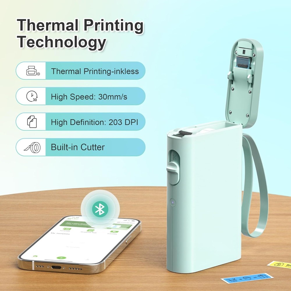 Bluetooth Label Maker with Wireless Sticker Printer for Organizing Storage