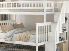 twin over full bunk bed with stairs and storage 