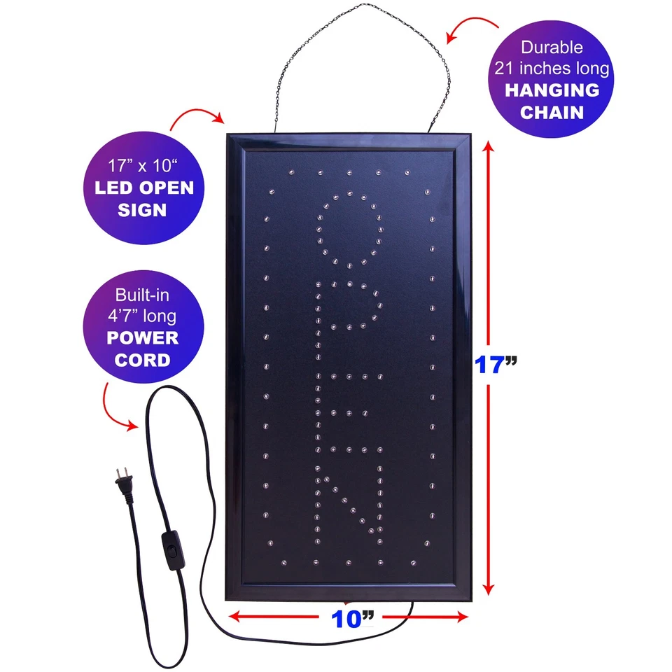 Vertical LED Neon Open Sign by Ultima LED: Bundle for Business, Includes 3 Signs - Image 4 of 4