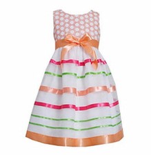 BONNIE JEAN Little Girls 4 Multi Ribbon Dress NWT 62