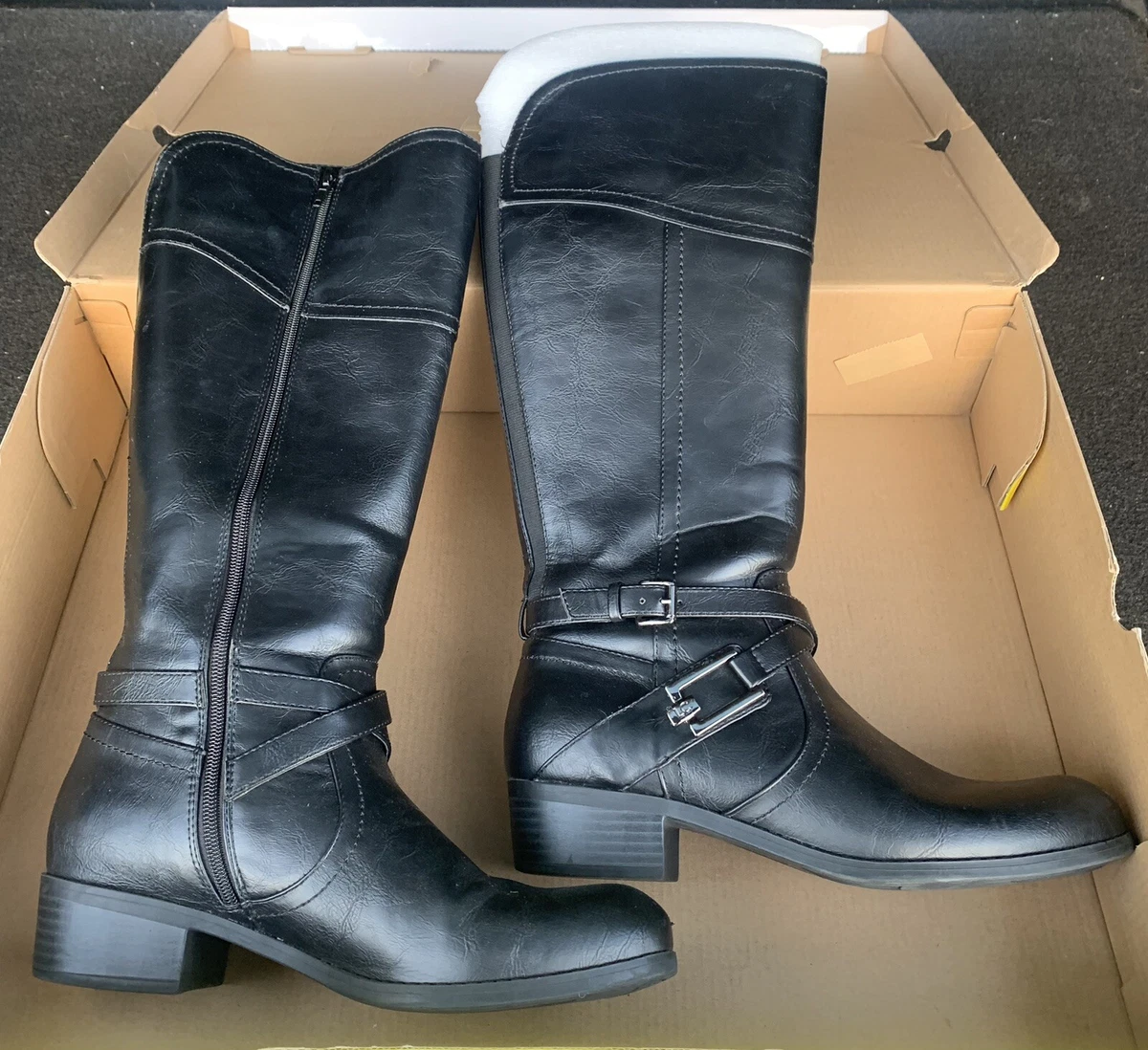Liz claiborne womens trevi riding block heel zip best sale boots