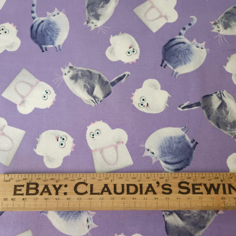 17" Secret Life Of Pets Quilting Treasure Cats Purple Pink Gidgit Chloe - Image 2 of 3