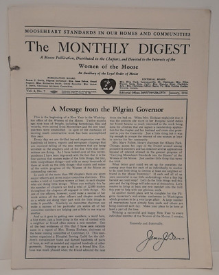 The Monthly Digest Women of The Moose Official Bulletin January 1936 8 Full Page
