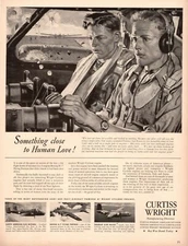 1943 WW2 Ad CURTISS WRIGHT Cyclone Aircraft Engines , art B-29s return  031820