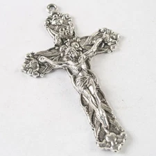 LARGE CROSS CRUCIFIX JESUS pendant 925 STERLING SILVER 22" FIGARO 2MM chain men 