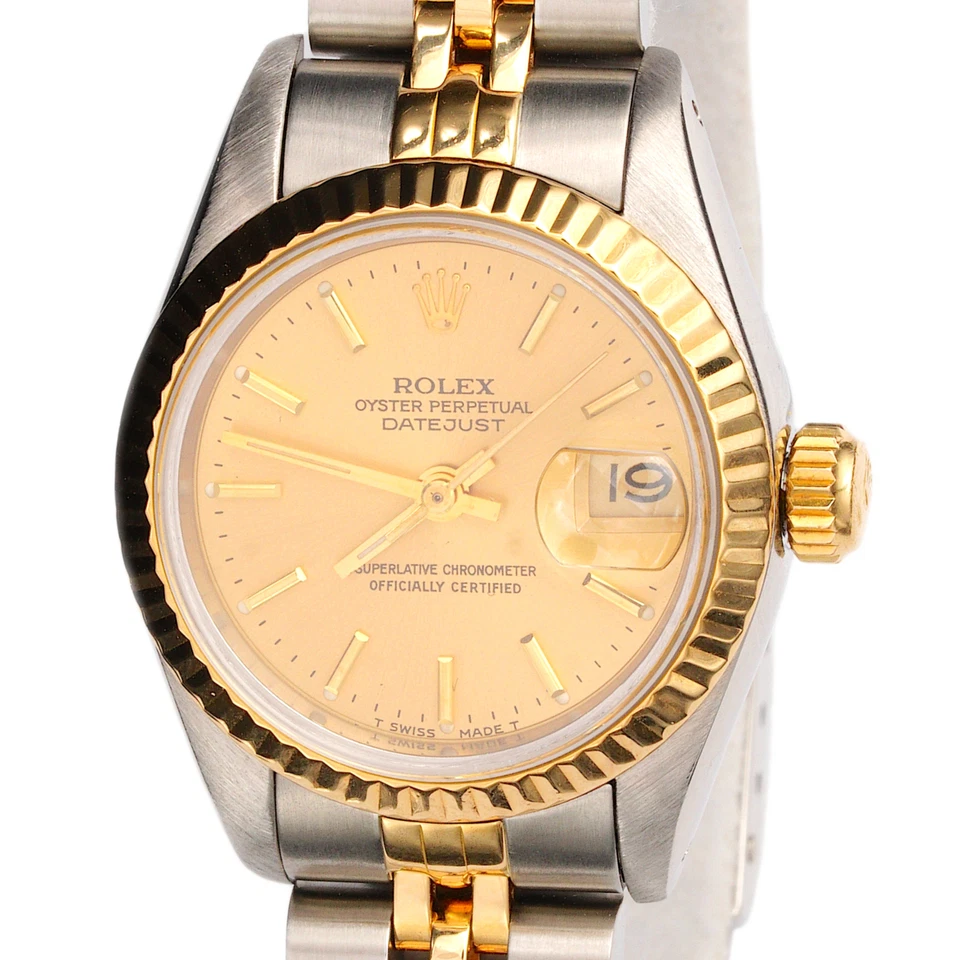 Rolex Datejust Damas 2 Tonos Oro Amarillo 18K Acero Inoxidable Reloj Jubilee 69173
