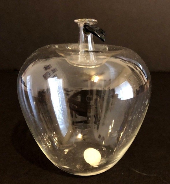 Vintage 1991 New Creative Enterprises Inc Clear Glass Apple Figurine eBay