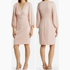 Vince Camuto Shoulder Pads Faux Belt Rhinestones Dress   Sz 8  *1121