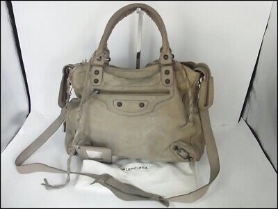 Auth BQ23 Balenciaga Classic The Velo 2WAY Bag Handbag With 
