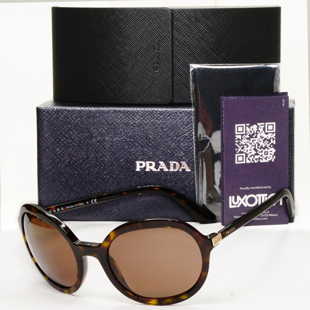 Prada SPR 09V Black Round Sunglasses Gold Accent Italy Prada PR 65ZS ZVN09T Sunglasses Gold - eye-oo.com main image 2
