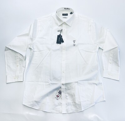 michael kors airsoft stretch dress shirt Michael Kors Regular Fit Airsoft Stretch White Dot Button Down Dress Shirt  XL