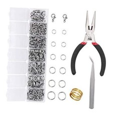 1504pcs Open Jump Ring and Lobster Clasps Kit Jewelry Repair Tools Silver