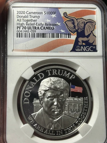 2020 CAMEROON S1000F TRUMP ALL TOGETHER SILVER NGC PF70 ULTRA CAMEO 1 oz