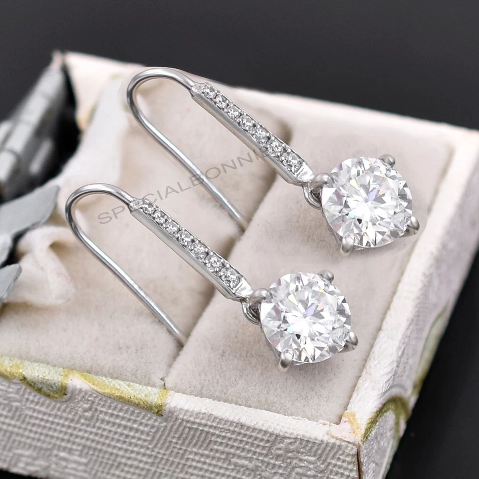 RARE 8 Ct Certified White Diamond Designer Dangler Earrings - Great Luster ! - Image 4 of 4