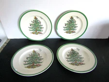 Vtg Spode Christmas Tree Salad Dessert Plates 7 3/4" Set of 4 Made in England