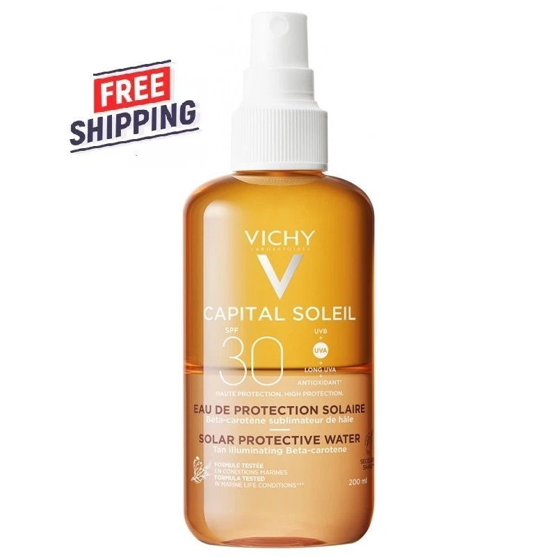 Vichy Capital Soleil Solar Protector Agua Bronceador SPF30 200 ml / 6,7 oz NUEVO PRENSA Foto 2 de 3