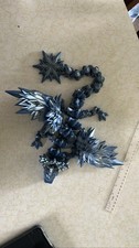 3D Printed Articulated Crystal Winged Dragon Fidget Toy Blue Flexible Decor