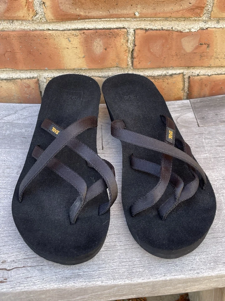 🔥 Teva • Сандалии-шлепанцы Mandalyn на танкетке без шнуровки 1000099 черные • женские размер 9 - Изображение 3 из 4