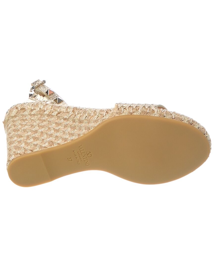 Valentino Rockstud 100 Grainy Leather Wedge Sandal Women's thumbnail 4