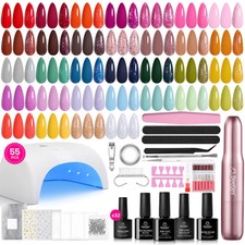 55 Pcs Gel Nail Kit UV Light 32 Colors Cordless Nail Drill Base Glossy Matte Top