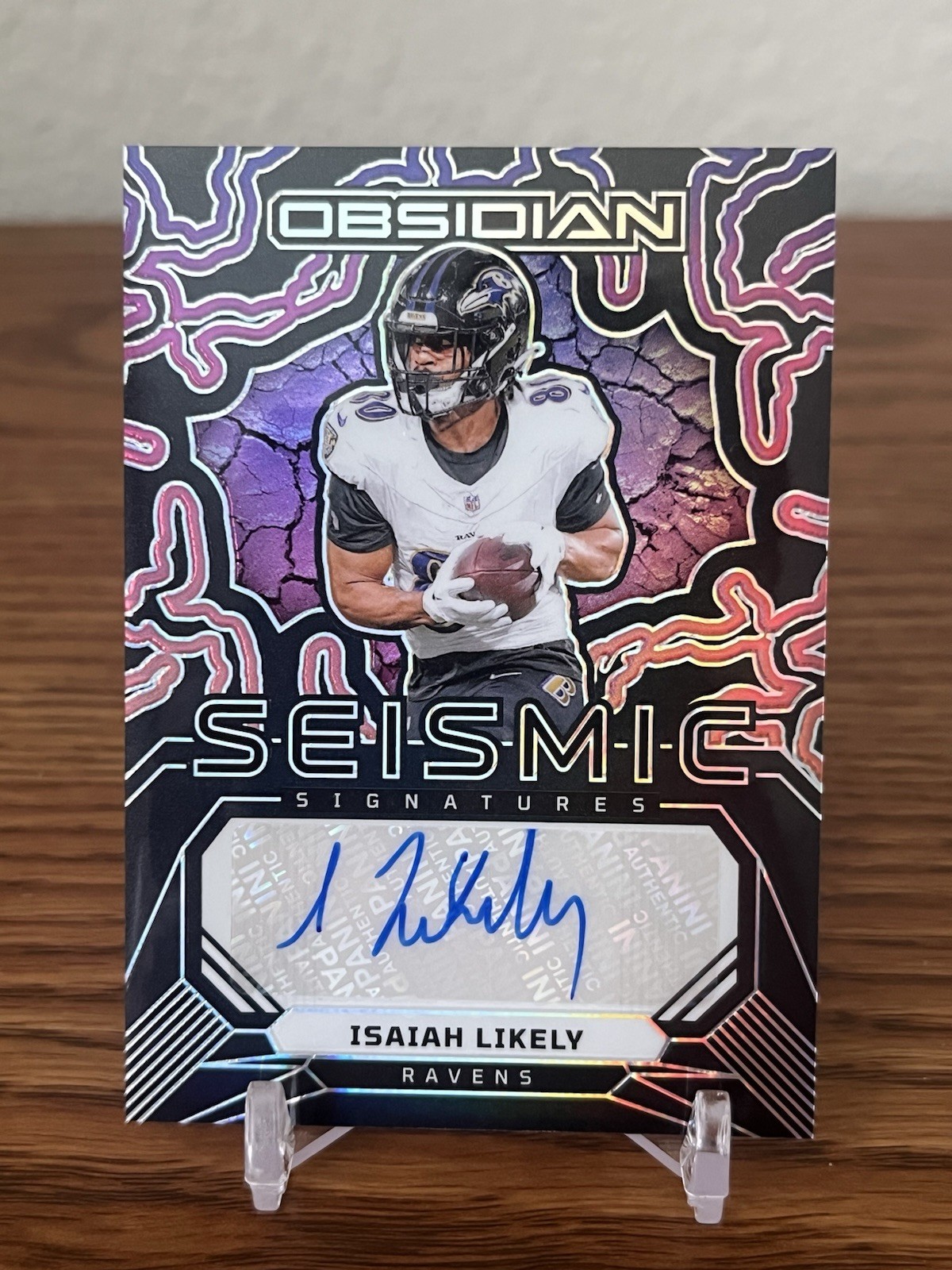 2024 Panini Obsidian Isaiah Likely Seismic Auto #SS-ILY Baltimore Ravens