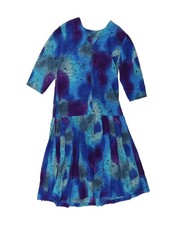 VINTAGE Womens 3/4 Sleeve Maxi Dress UK 12 Medium Blue Tie Dye DL09
