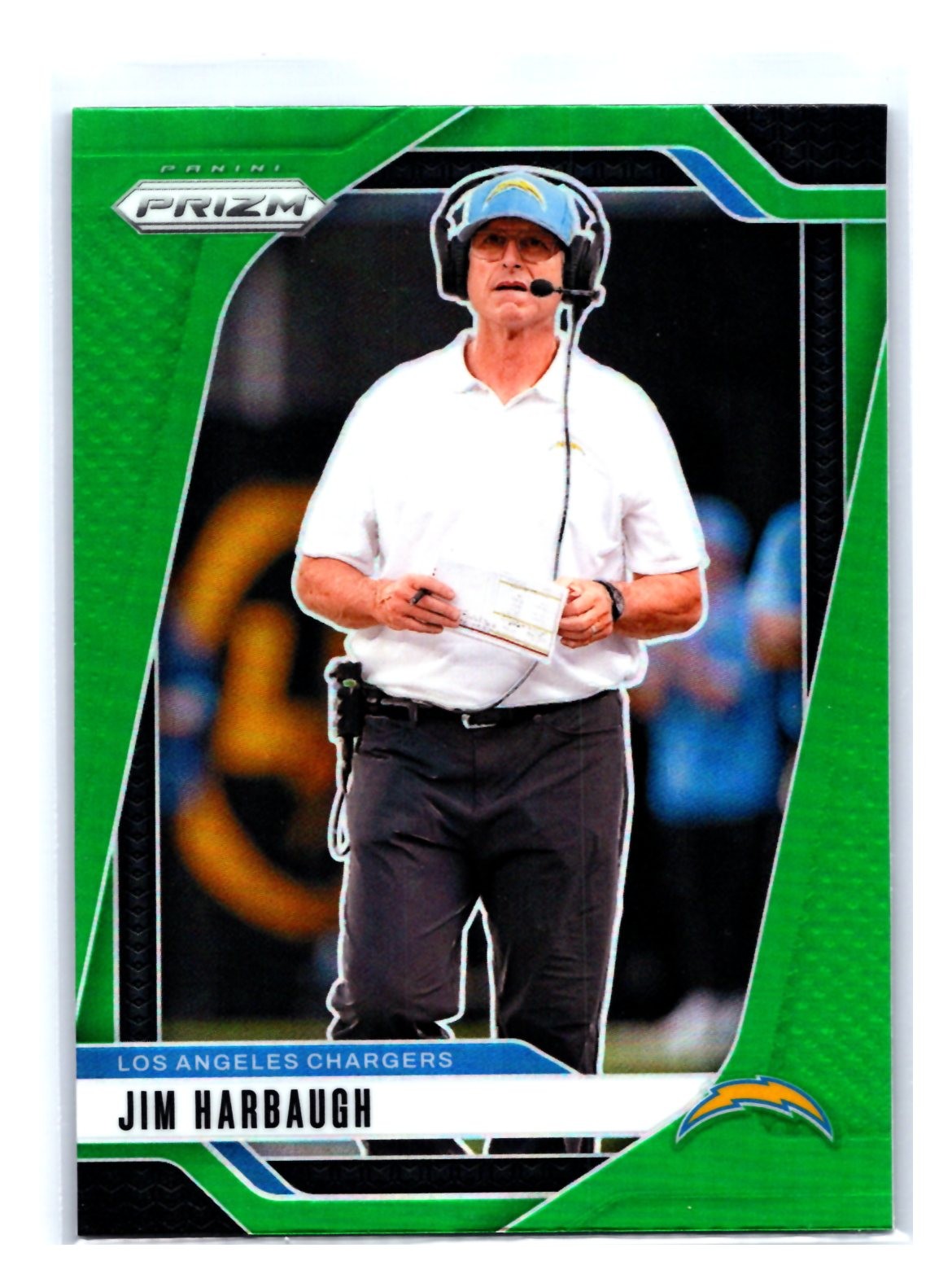 Jim Harbaugh 2024 Panini Prizm Green #163 Los Angeles Chargers