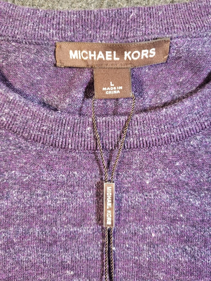 Suéter Pullover Michael Kors Para Hombres Clásico Tejido Figura Púrpura Grande Foto 3 de 4