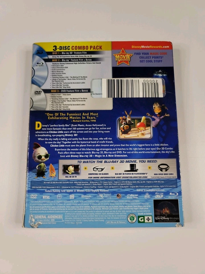 Chicken Little 3D: w/Lenticular Slip Rare & OOP (3D Blu-Ray/Blu-ray/DVD) New  - Image 2 of 4